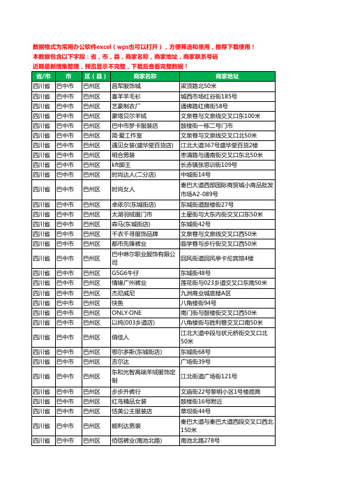 2020新版四川省巴中市巴州区服装工商企业公司商家名录名单黄页联系电话号码地址大全419家