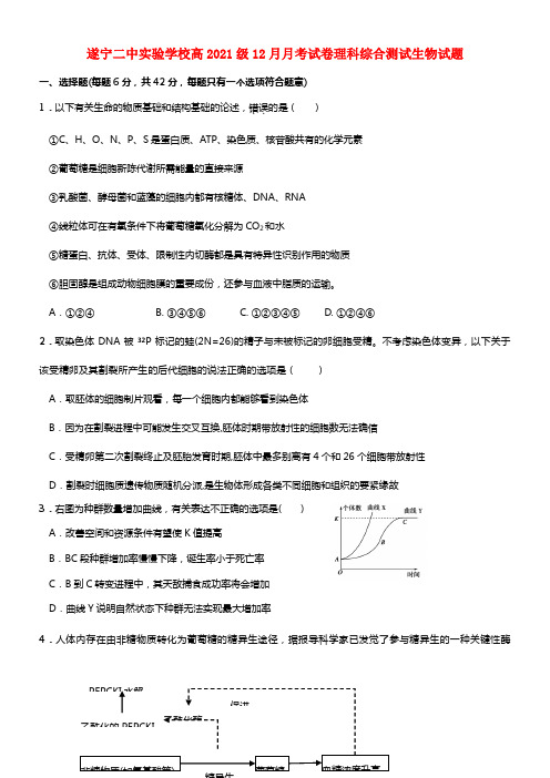 四川省遂宁二中实验学校2021届高三生物12月月考试试题