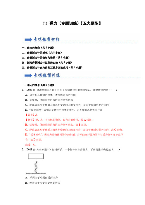 八年级物理下册-弹力(专题训练)【五大题型】(解析版)