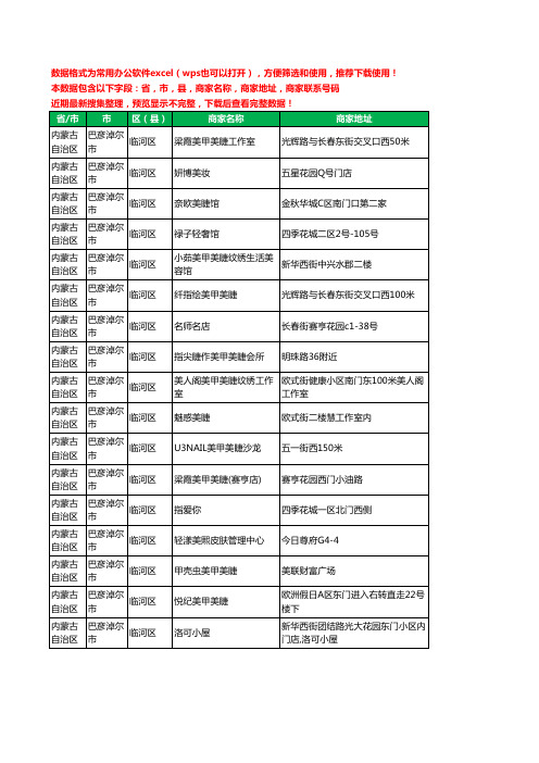 2020新版内蒙古自治区巴彦淖尔市临河区美睫工商企业公司商家名录名单黄页联系电话号码地址大全17家