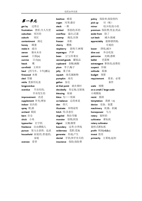 (完整版)全新版大学英语综合教程3单词