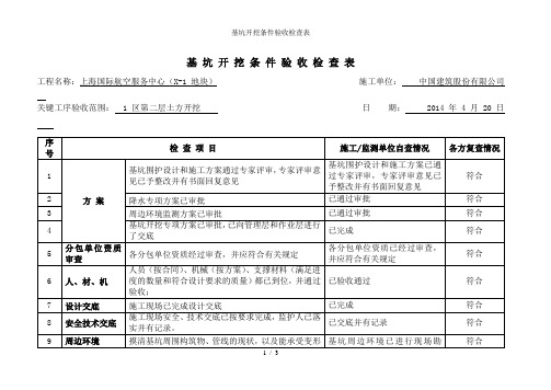 基坑开挖条件验收检查表