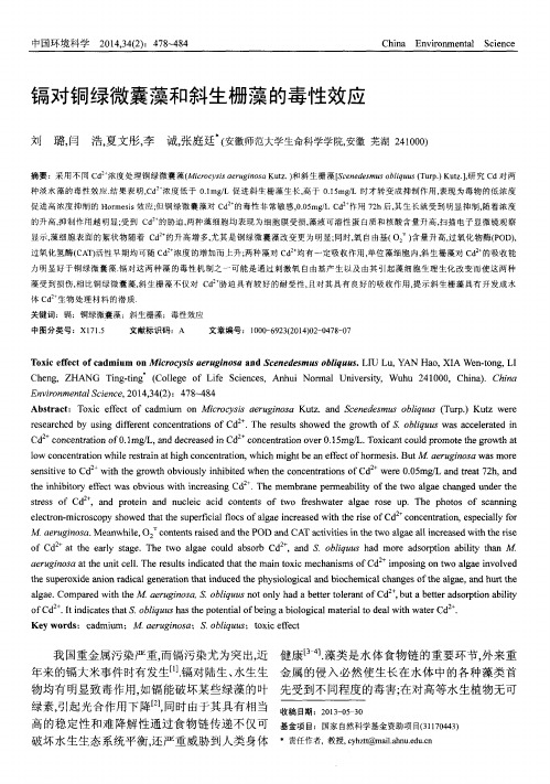 镉对铜绿微囊藻和斜生栅藻的毒性效应
