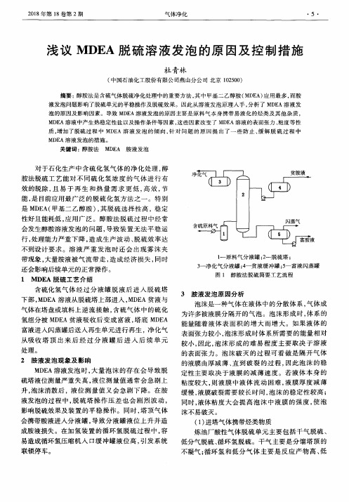 浅议MDEA脱硫溶液发泡的原因及控制措施