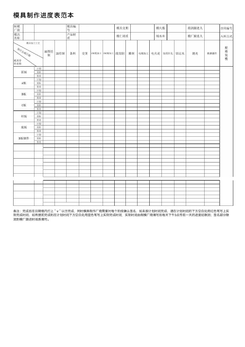 模具制作进度表范本