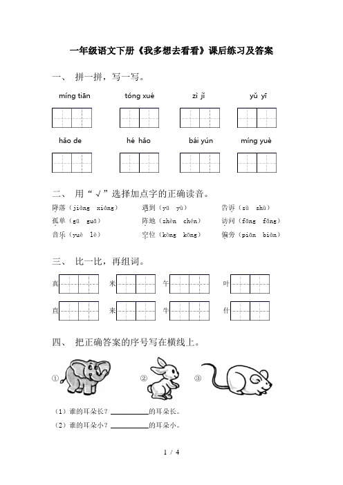 一年级语文下册《我多想去看看》课后练习及答案