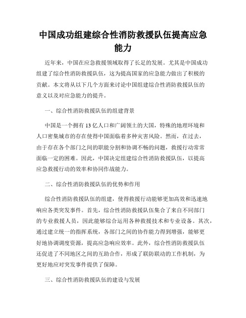 中国成功组建综合性消防救援队伍提高应急能力