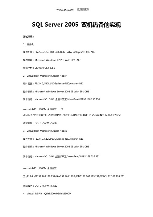 SQL Server 2005双机热备的实现