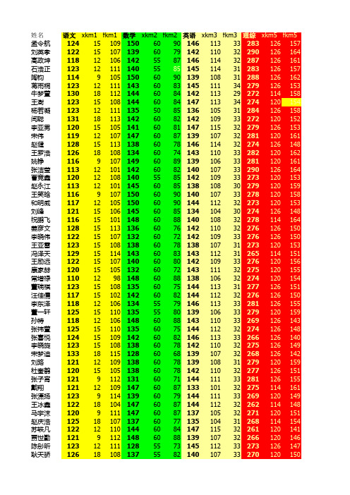 2013衡中高考成绩汇总表(理)