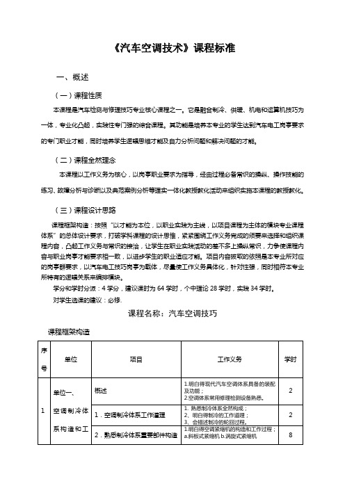 《汽车空调技术》课程标准