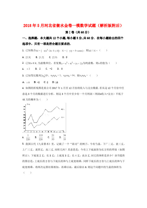 2018年5月河北省衡水金卷一模数学试题(解析版附后)