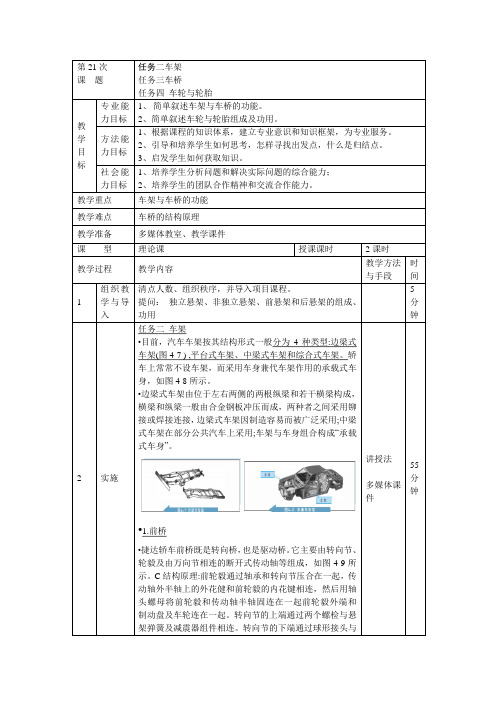 任务四 车轮与轮胎教案