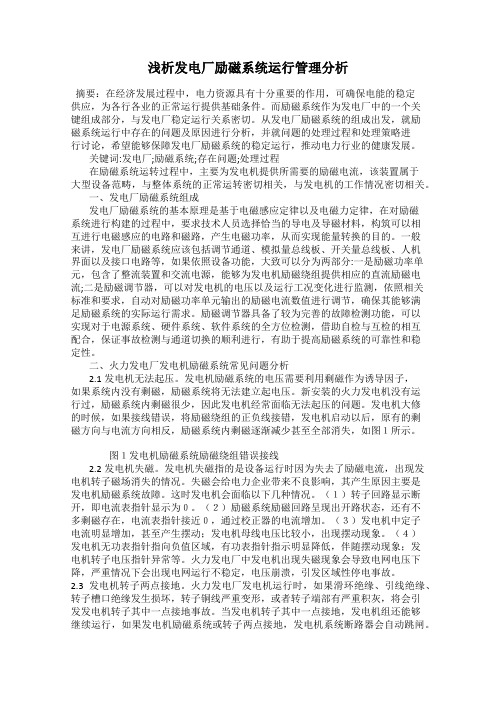 浅析发电厂励磁系统运行管理分析