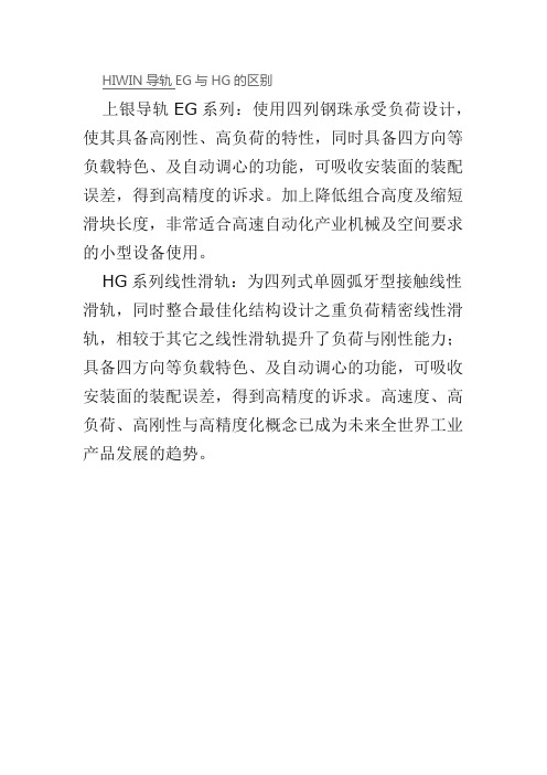 HIWIN导轨EG与HG的区别