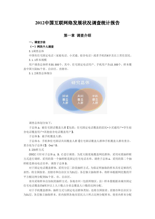 2012中国互联网络发展状况调查统计报告