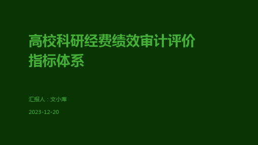 高校科研经费绩效审计评价指标体系