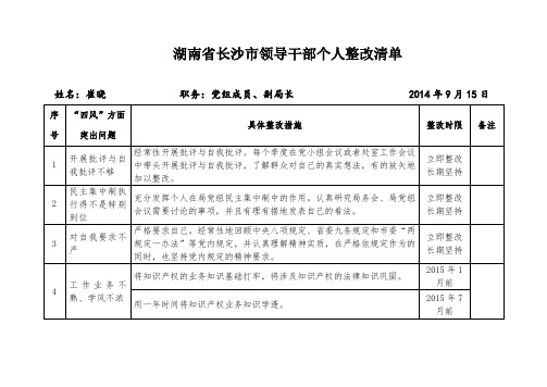 湖南省长沙市领导干部个人整改清单