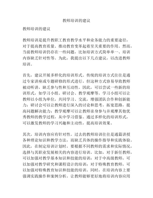 教师培训的建议