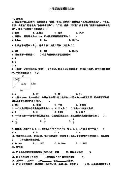 (精选3份合集)2020年安徽省淮北市数学小升初教学质量检测模拟试题