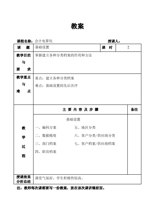 会计电算化教案-基础设置2