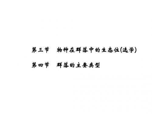 【课堂设计】14-15高中生物课件浙科版必修3:第五章群落5.3-4物种在群落中的生态位群落的主要类型.