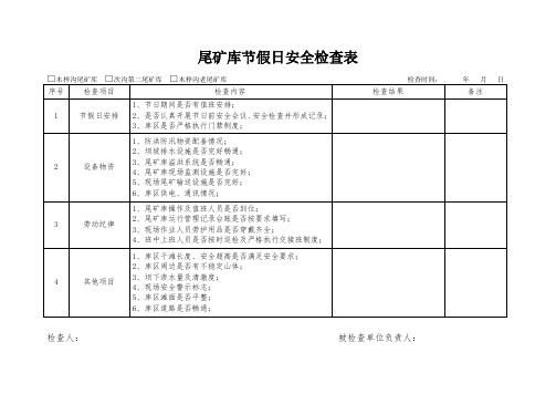 尾矿库节日安全检查表