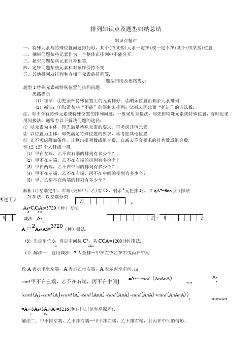 排列知识点及题型归纳总结