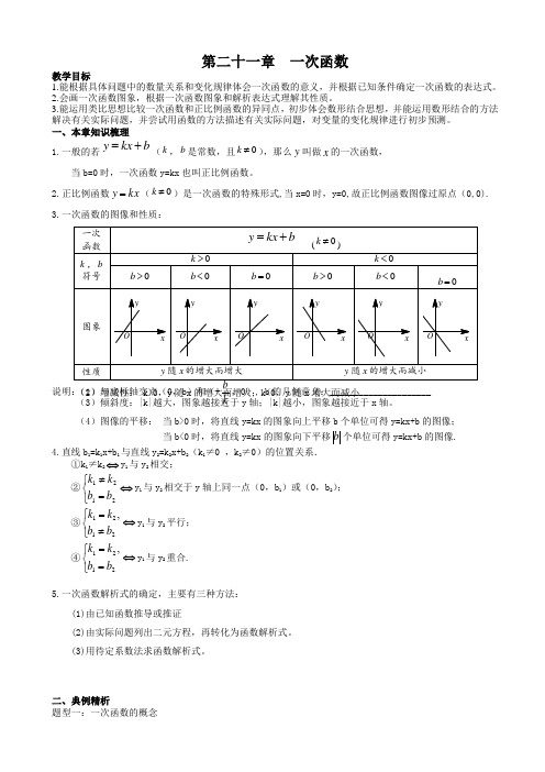 第二十一章一次函数复习