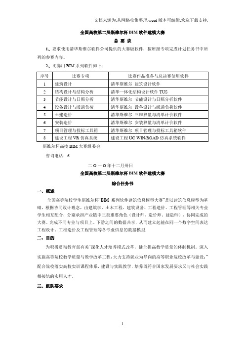 全国高校第二届斯维尔杯BIM软件建模大赛