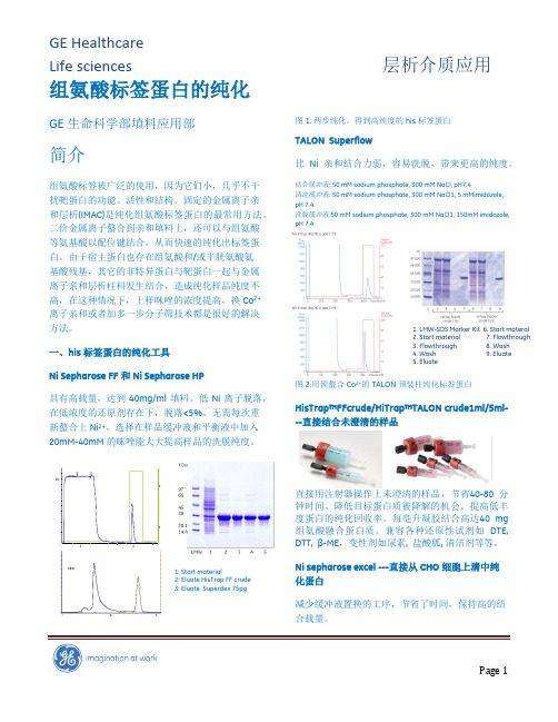 GE组氨酸标签蛋白纯化手册