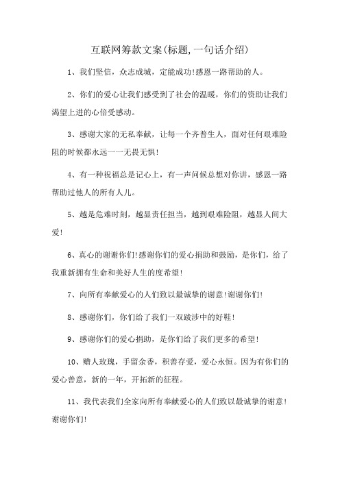 互联网筹款文案(标题,一句话介绍)