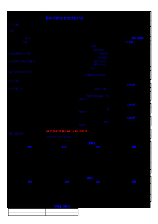 AIAG_CQI-9热处理系统评估HTSA(Heat_Treat_System_Assessment)_审核表格-中英文