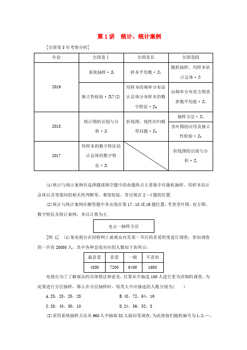 (全国通用)2020版高考数学第二层提升篇专题四统计与概率第1讲统计、统计案例讲义