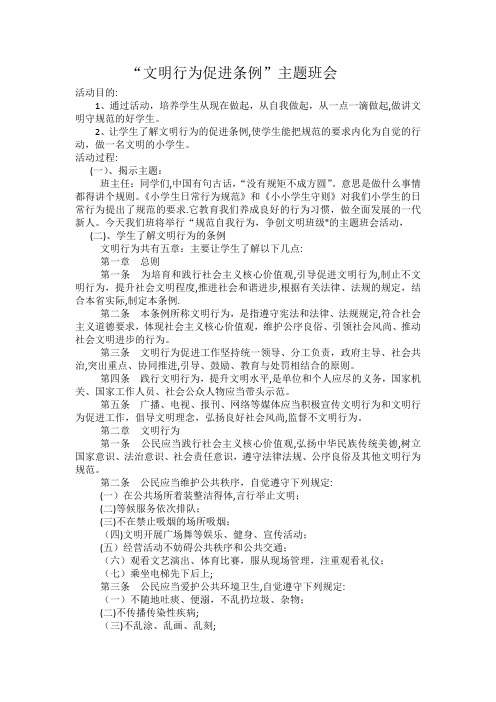 “文明行为促进条例”主题班会