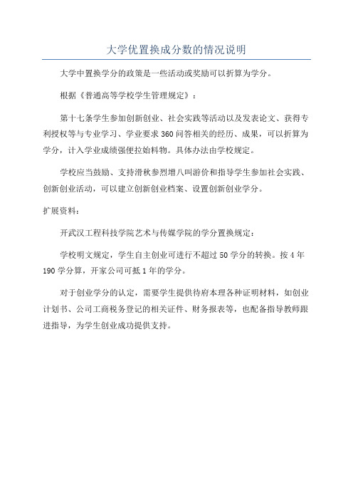 大学优置换成分数的情况说明