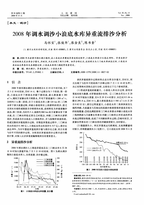 2008年调水调沙小浪底水库异重流排沙分析