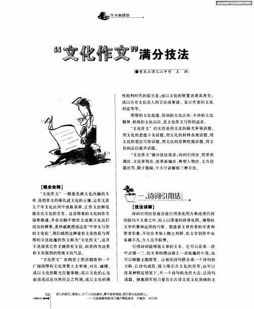 “文化作文”满分技法