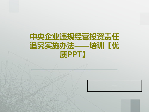 中央企业违规经营投资责任追究实施办法——培训【优质PPT】共32页文档