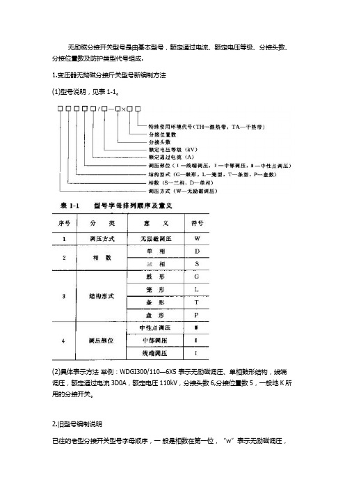 变压器无拗磁分接近开关的型号分析