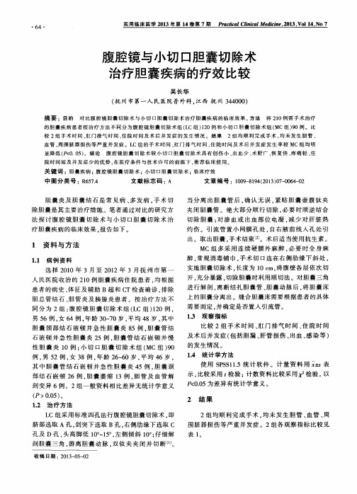 腹腔镜与小切口胆囊切除术治疗胆囊疾病的疗效比较