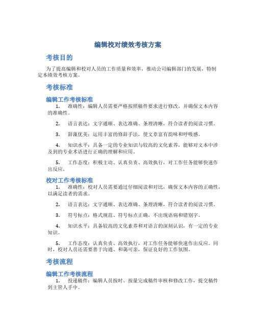 编辑校对绩效考核方案