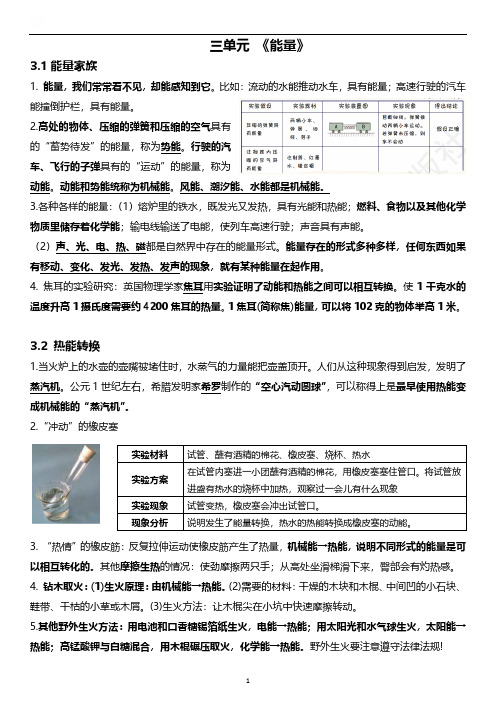 湘教版小学科学六年级上册第三单元知识总结