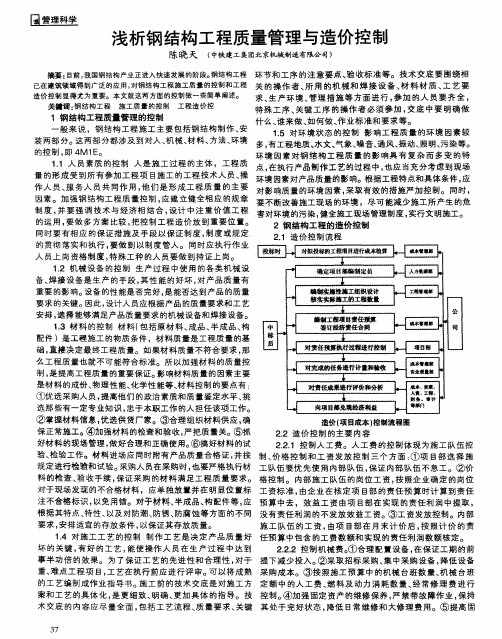 浅析钢结构工程质量管理与造价控制