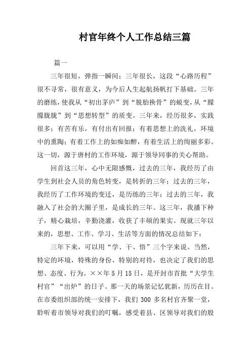 村官年终个人工作总结范文三篇