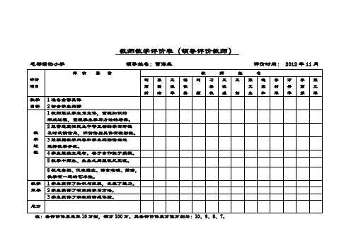 教师教学评价表(领导用表)