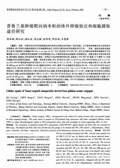 普鲁兰基肿瘤靶向纳米粒的体外抑瘤效应和细胞摄取途径研究