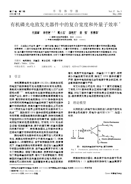 有机磷光电致发光器件中的复合宽度和外量子效率