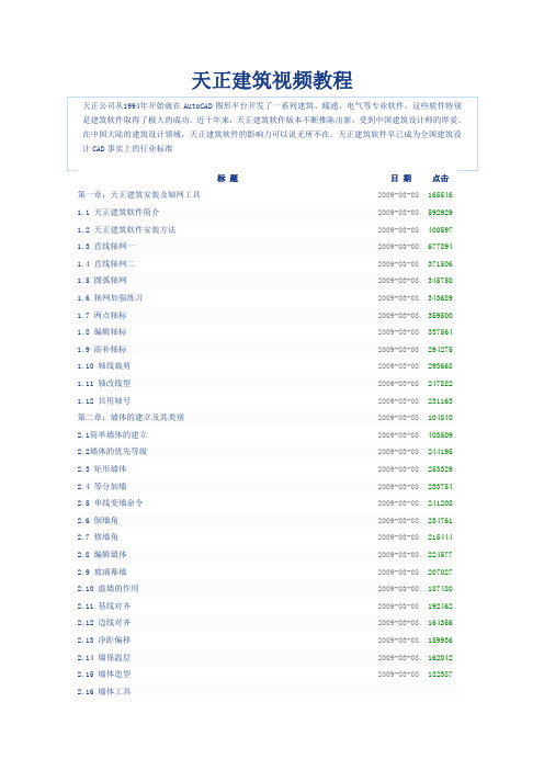 天正建筑视频教程 教学大纲