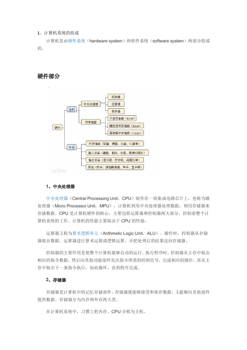 计算机系统的组成,计算机硬件组成