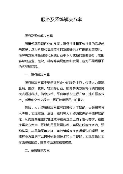 服务及系统解决方案